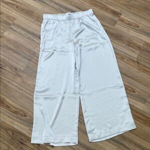 LOFT Satin Pants in Cream